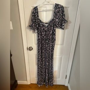 Boohoo black floral short sleeve dress